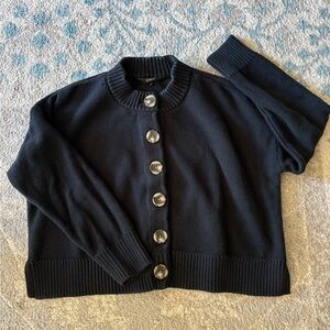 Quince Black Button-Up Cardigan